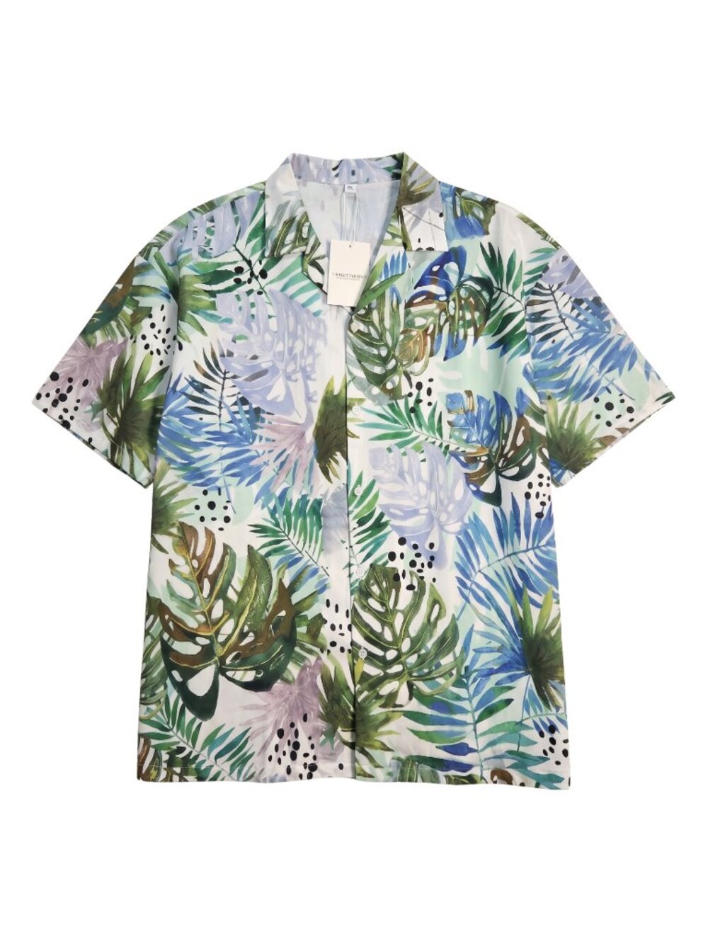 NWT | SANGTREE Men’s Tropical Monstera Palm Leaf Button Up Camp Shirt | 2XL
